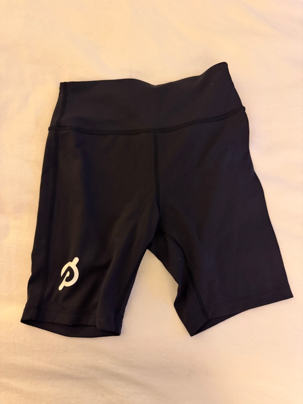 Peloton Black High-Rise Bike Shorts with White Logo Size S